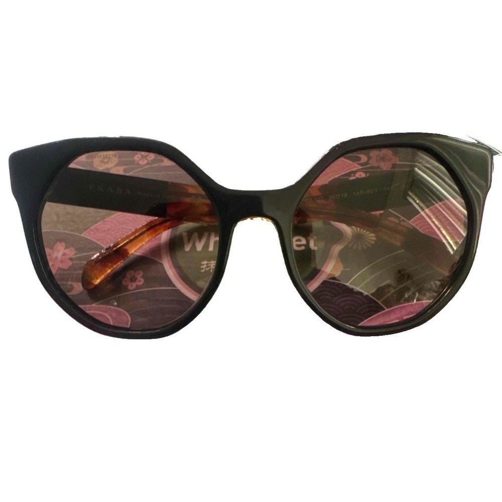 Prada Women's 0PR 11TS Black/Striped Brown/Brown Sunglasses, Black Light‎ Havana
